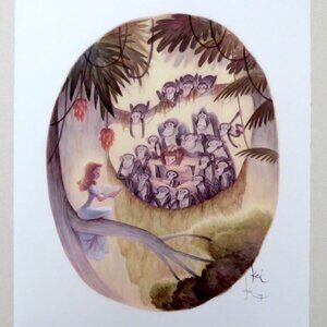 2009 “TARZAN’S STORYTIME” JANE & APES 11” X 14” SIGNED ART PRINT BY KEI ACEDERA